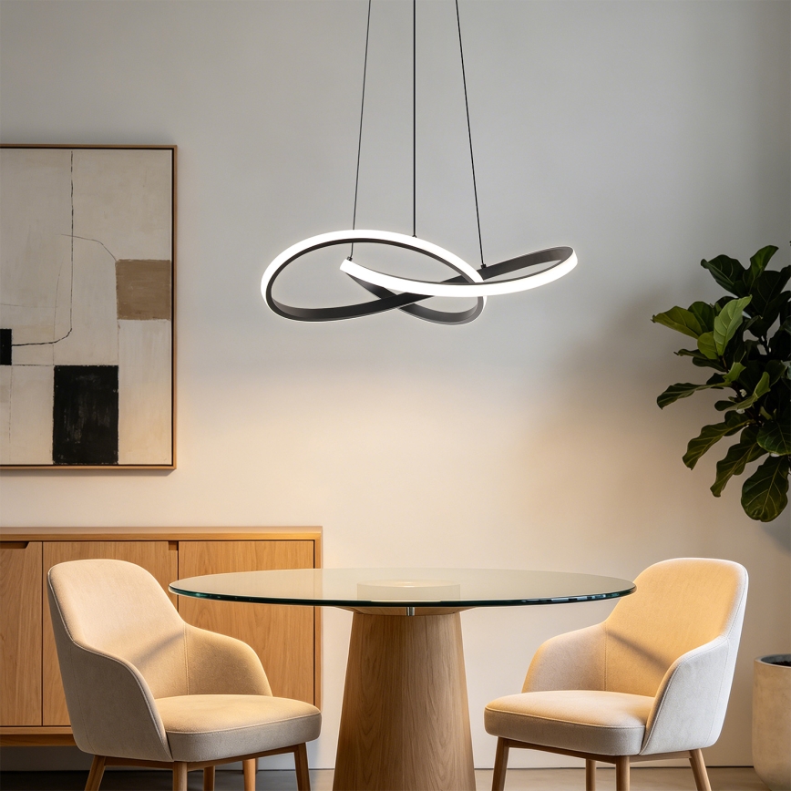 Brilagi - LED Stmívatelný lustr na lanku INFINITY LED/55W/230V 3000-6000K 50x50 cm černá + dálkové ovládání