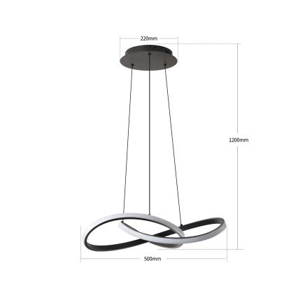 Brilagi - LED Stmívatelný lustr na lanku INFINITY LED/55W/230V 3000-6000K 50x50 cm černá + dálkové ovládání