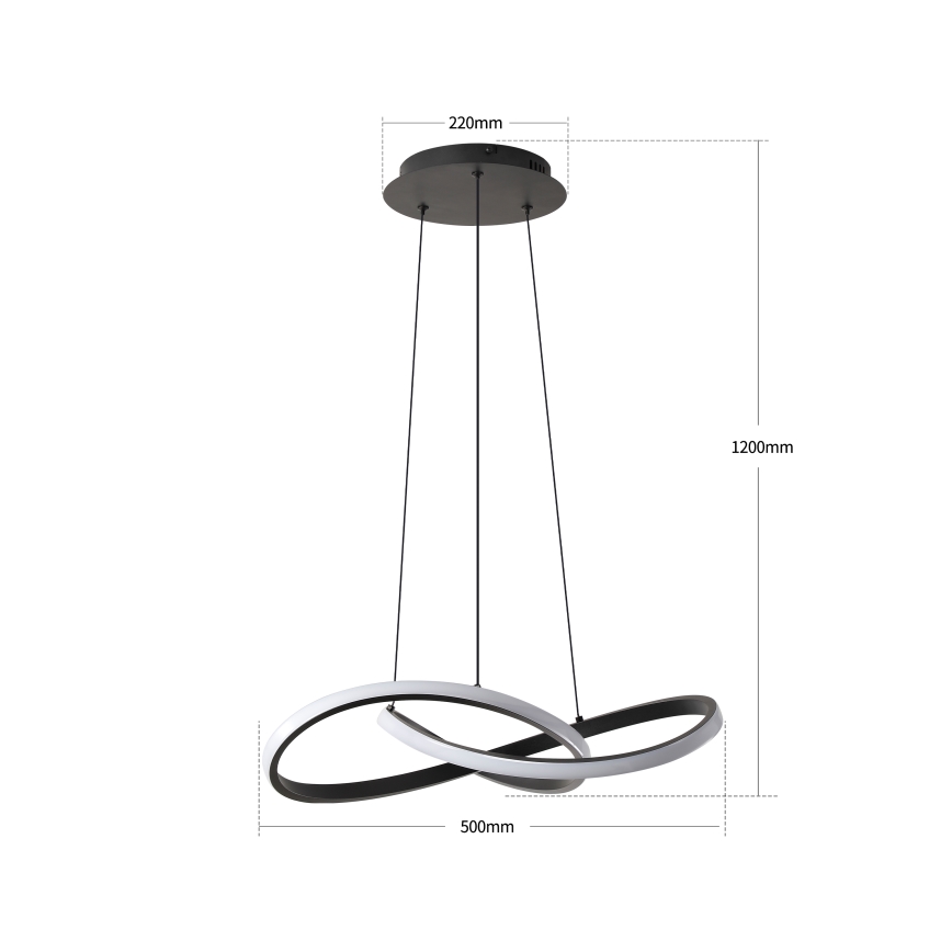 Brilagi - LED Stmívatelný lustr na lanku INFINITY LED/55W/230V 3000-6000K 50x50 cm černá + dálkové ovládání