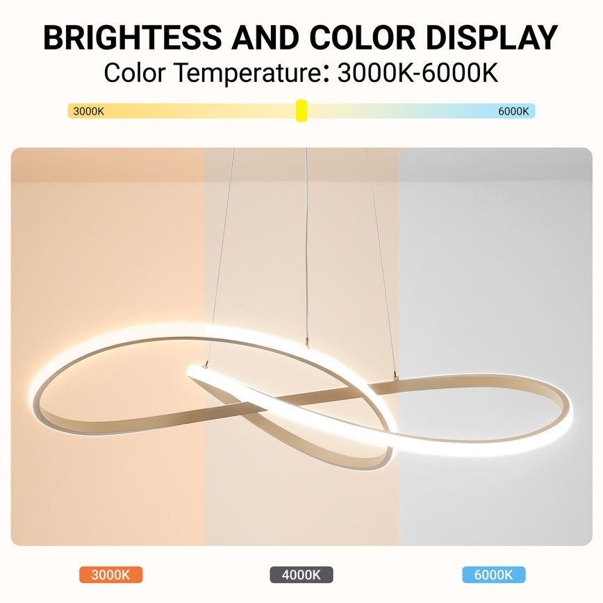 Brilagi - LED Stmívatelný lustr na lanku INFINITY LED/80W/230V 3000-6000K 80x80 cm béžová + dálkové ovládání