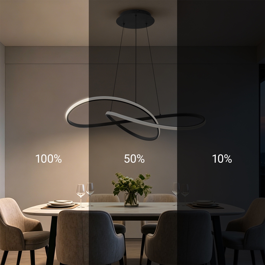 Brilagi - LED Stmívatelný lustr na lanku INFINITY LED/80W/230V 3000-6000K 80x80 cm černá + dálkové ovládání