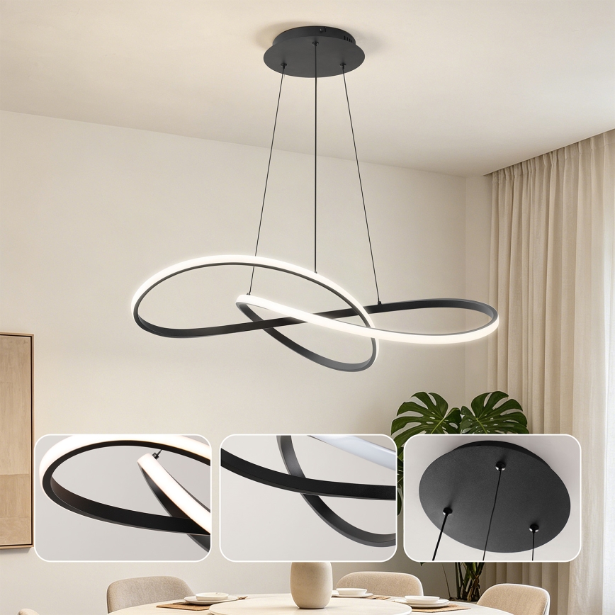 Brilagi - LED Stmívatelný lustr na lanku INFINITY LED/80W/230V 3000-6000K 80x80 cm černá + dálkové ovládání