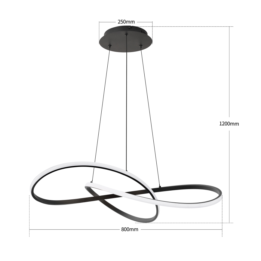 Brilagi - LED Stmívatelný lustr na lanku INFINITY LED/80W/230V 3000-6000K 80x80 cm černá + dálkové ovládání