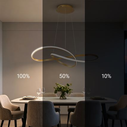 Brilagi - LED Stmívatelný lustr na lanku INFINITY LED/80W/230V 3000-6000K 80x80 cm zlatá + dálkové ovládání