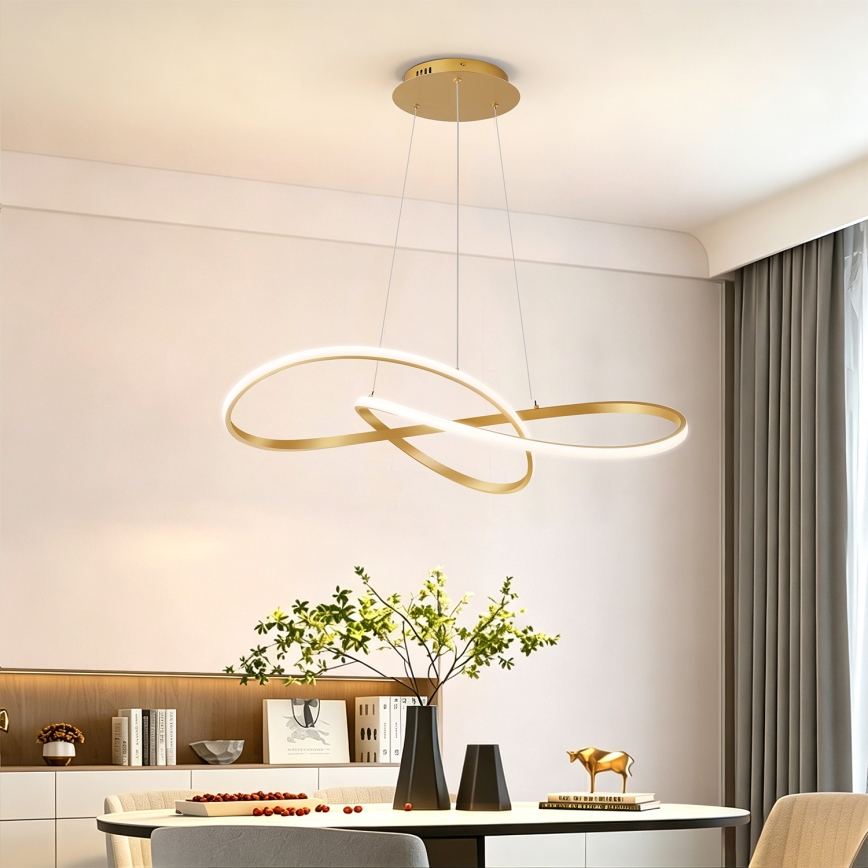 Brilagi - LED Stmívatelný lustr na lanku INFINITY LED/80W/230V 3000-6000K 80x80 cm zlatá + dálkové ovládání