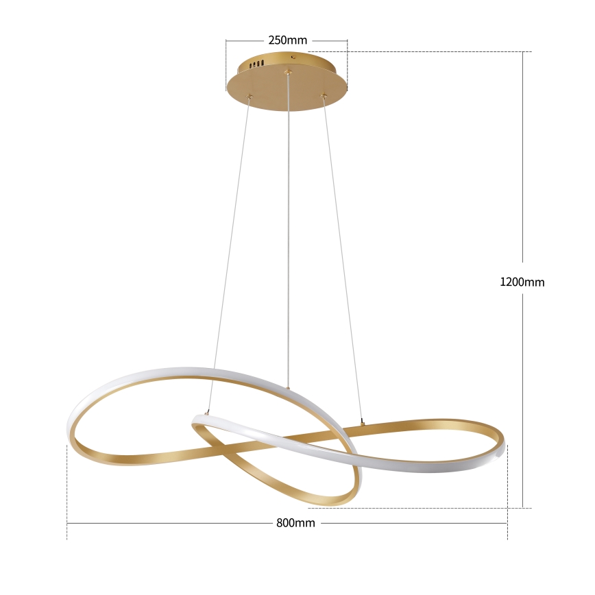 Brilagi - LED Stmívatelný lustr na lanku INFINITY LED/80W/230V 3000-6000K 80x80 cm zlatá + dálkové ovládání
