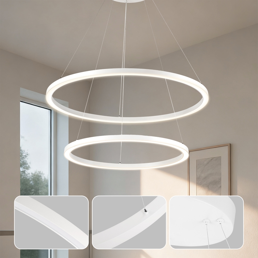 Brilagi - LED Stmívatelný lustr na lanku PORTOFINO LED/98W/230V 3000-6000K pr. 80 cm bílá + dálkové ovládání