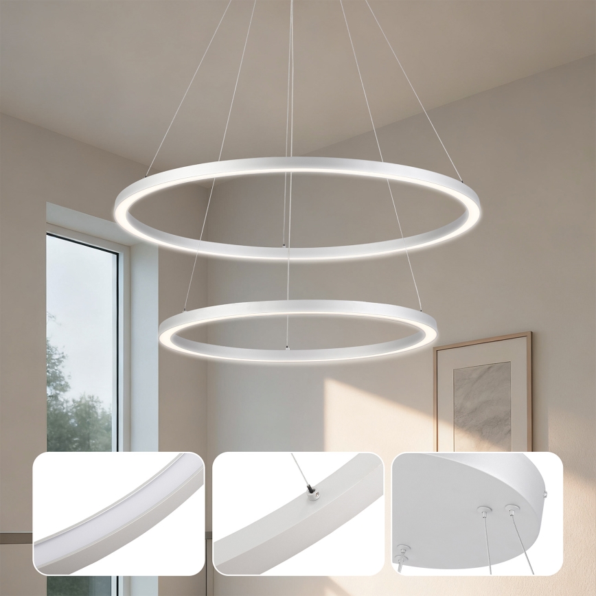 Brilagi - LED Stmívatelný lustr na lanku PORTOFINO LED/98W/230V 3000-6000K pr. 80 cm stříbrná + dálkové ovládání