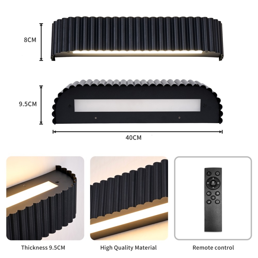 Brilagi - LED Stmívatelné nástěnné svítidlo FALCON MODERN LED/14W/230V 3000-6000K 40 cm černá + dálkové ovládání
