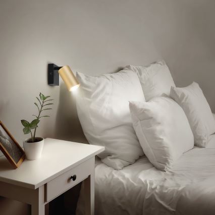 Brilagi - LED RGBW Stmívatelné nástěnné bodové svítidlo SELE 1xGU10/4,8W/230V 3000K černá/zlatá + dálkové ovládání