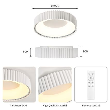 Brilagi - LED Stmívat. stropní svítidlo FALCON MODERN LED/30W/230V 3000-6000K 40 cm bílá + dálkové ovládání