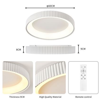 Brilagi - LED Stmívatelné stropní svítidlo FALCON MODERN LED/54W/230V 3000-6000K 60 cm bílá + dálkové ovládání