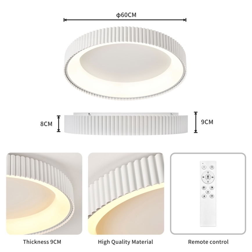 Brilagi - LED Stmívatelné stropní svítidlo FALCON MODERN LED/54W/230V 3000-6000K 60 cm bílá + dálkové ovládání