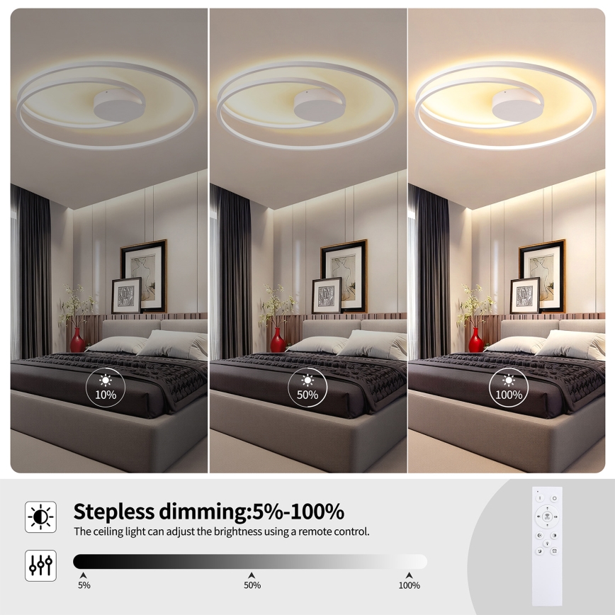 Brilagi - LED Stmívatelné stropní svítidlo TWISTER LED/105W/230V 3000-6000K pr. 100 cm bílá + dálkové ovládání