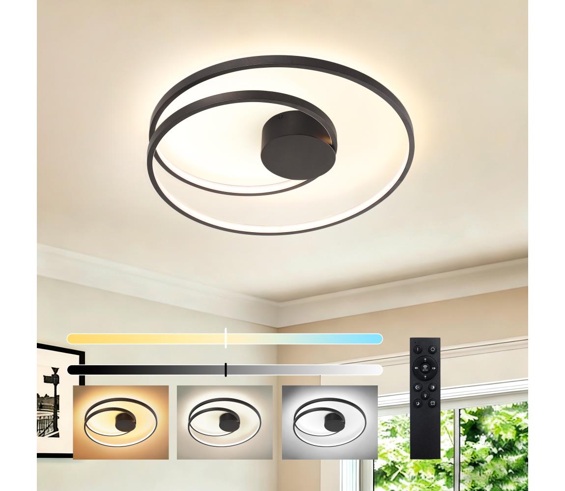 Brilagi- LED Stmívat. stropní svítidlo TWISTER LED/48W/230V pr. 50 cm černá +DO BRI488