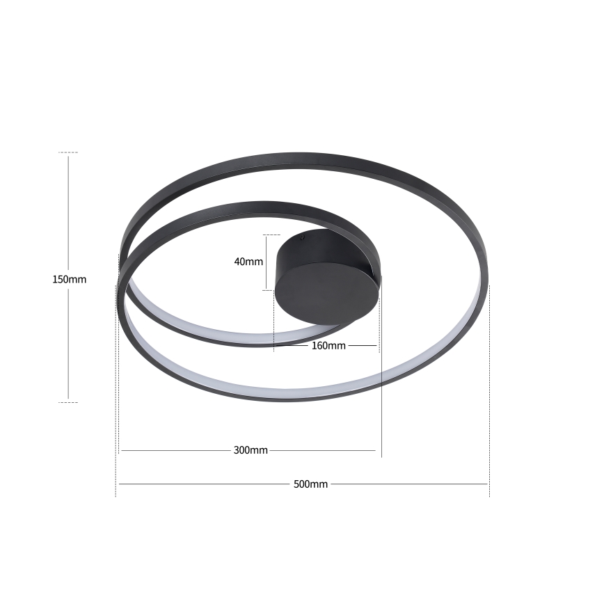 Brilagi - LED Stmívatelné stropní svítidlo TWISTER LED/48W/230V 3000-6000K pr. 50 cm černá + dálkové ovládání