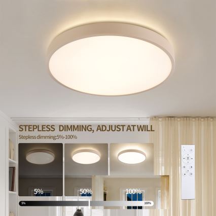 Brilagi - LED Stmívatelné stropní svítidlo GLASS POOL DOUBLE LED/48W/230V 3000-6000K 40 cm béžová + dálkové ovládání
