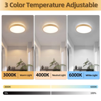 Brilagi - LED Stmívatelné stropní svítidlo GLASS POOL DOUBLE LED/48W/230V 3000-6000K 40 cm dekor dřeva + dálkové ovládání