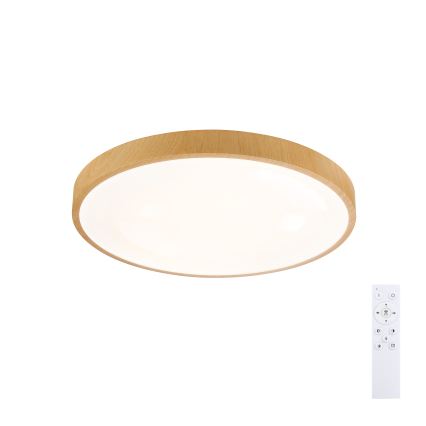 Brilagi - LED Stmívatelné stropní svítidlo GLASS POOL DOUBLE LED/48W/230V 3000-6000K 40 cm dekor dřeva + dálkové ovládání