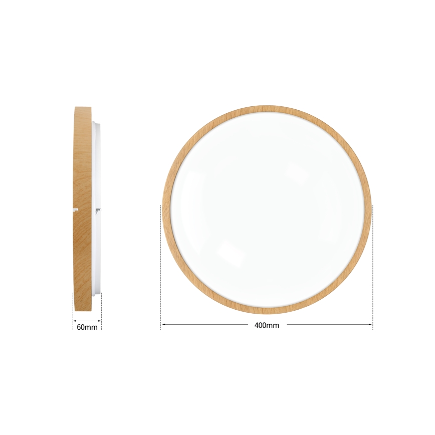 Brilagi - LED Stmívatelné stropní svítidlo GLASS POOL DOUBLE LED/48W/230V 3000-6000K 40 cm dekor dřeva + dálkové ovládání