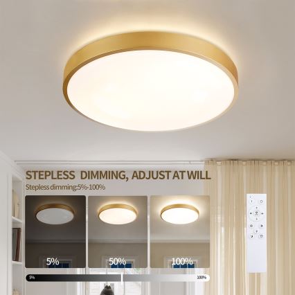 Brilagi - LED Stmívatelné stropní svítidlo GLASS POOL DOUBLE LED/48W/230V 3000-6000K 40 cm zlatá + dálkové ovládání