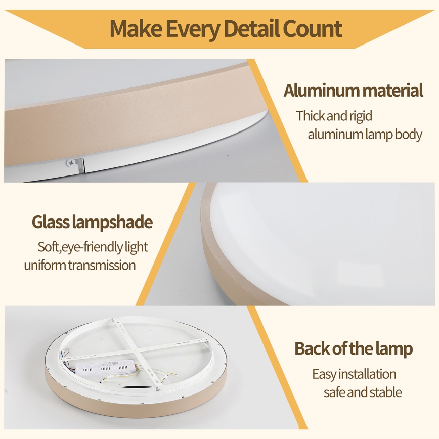 Brilagi - LED Stmívatelné stropní svítidlo GLASS POOL DOUBLE LED/60W/230V 3000-6000K 50 cm béžová + dálkové ovládání