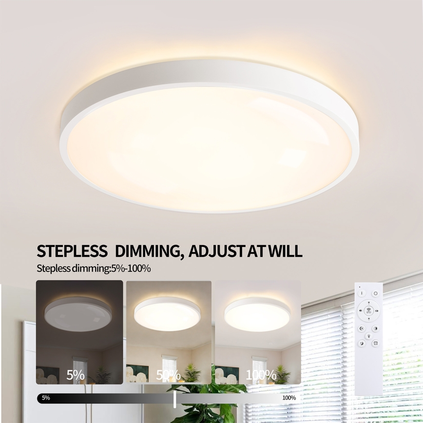 Brilagi - LED Stmívatelné stropní svítidlo GLASS POOL DOUBLE LED/60W/230V 3000-6000K 50 cm bílá + dálkové ovládání