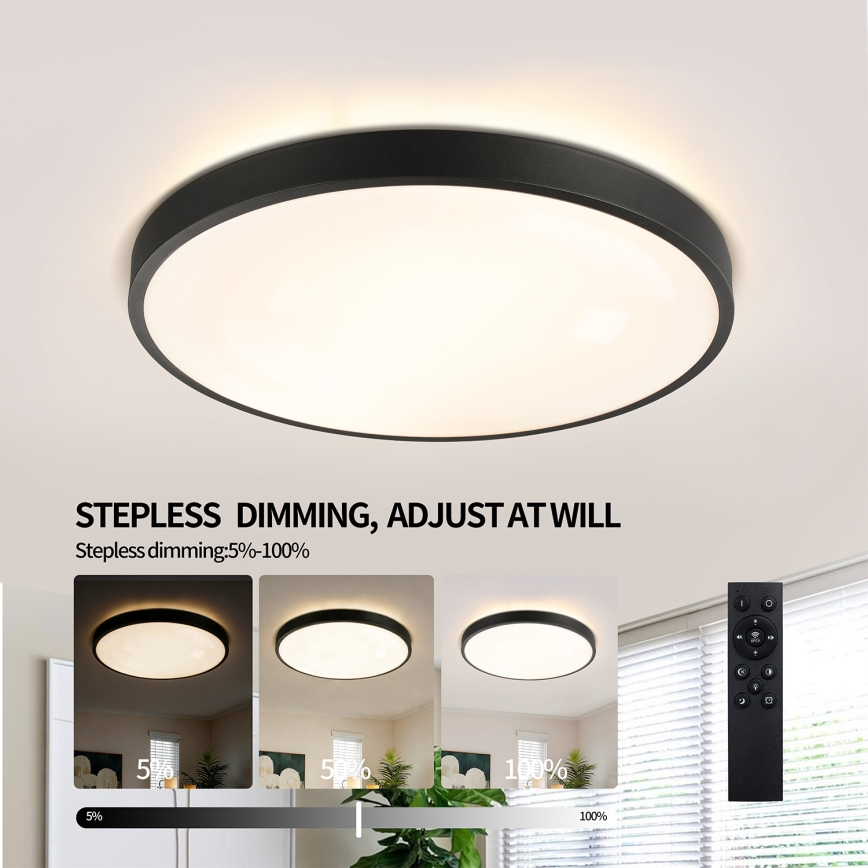 Brilagi - LED Stmívatelné stropní svítidlo GLASS POOL DOUBLE LED/60W/230V 3000-6000K 50 cm černá + dálkové ovládání