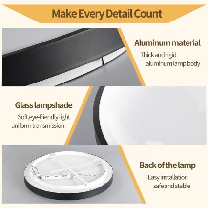 Brilagi - LED Stmívatelné stropní svítidlo GLASS POOL DOUBLE LED/60W/230V 3000-6000K 50 cm černá + dálkové ovládání