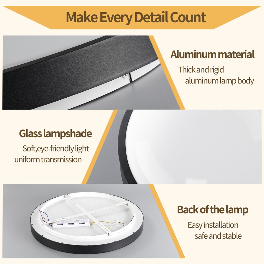 Brilagi - LED Stmívatelné stropní svítidlo GLASS POOL DOUBLE LED/60W/230V 3000-6000K 50 cm černá + dálkové ovládání