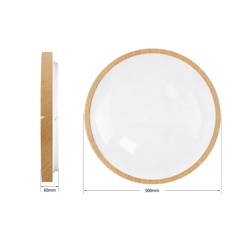 Brilagi - LED Stmívatelné stropní svítidlo GLASS POOL DOUBLE LED/60W/230V 3000-6000K 50 cm dekor dřeva + dálkové ovládání