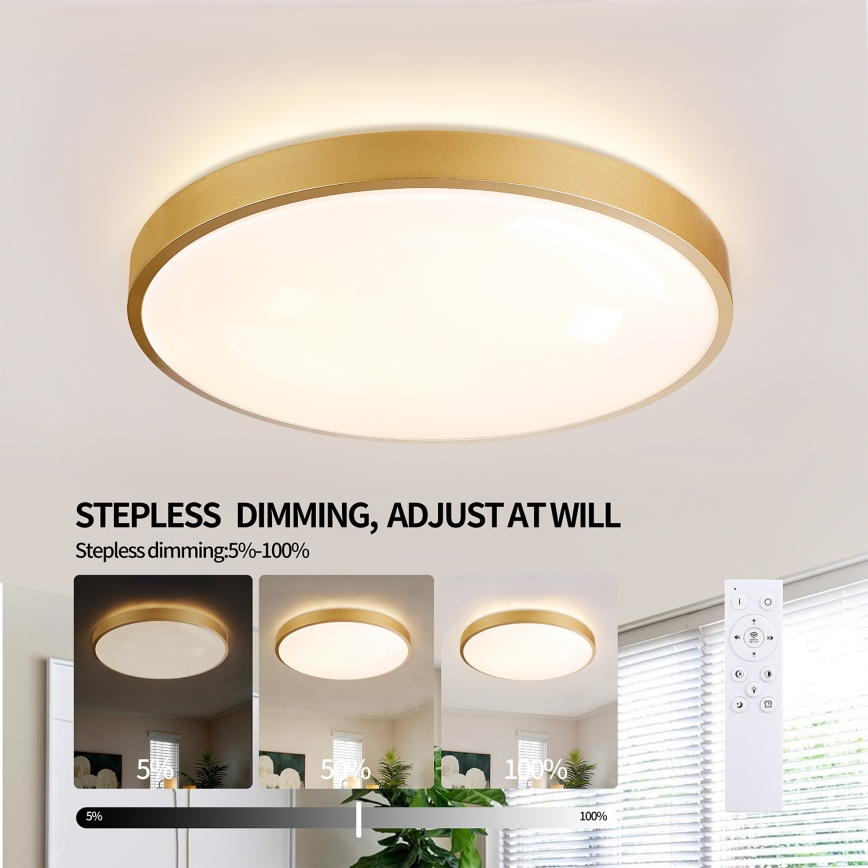 Brilagi - LED Stmívatelné stropní svítidlo GLASS POOL DOUBLE LED/60W/230V 3000-6000K pr. 50 cm zlatá + dálkové ovládání