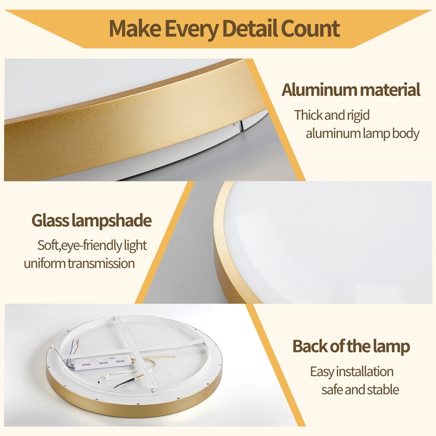 Brilagi - LED Stmívatelné stropní svítidlo GLASS POOL DOUBLE LED/60W/230V 3000-6000K pr. 50 cm zlatá + dálkové ovládání