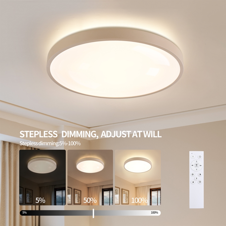 Brilagi - LED Stmívatelné stropní svítidlo GLASS POOL DOUBLE LED/80W/230V 3000-6000K 60 cm béžová + dálkové ovládání