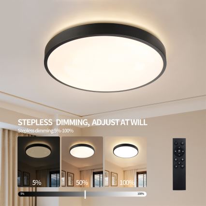 Brilagi - LED Stmívatelné stropní svítidlo GLASS POOL DOUBLE LED/80W/230V 3000-6000K pr. 60 cm černá + dálkové ovládání