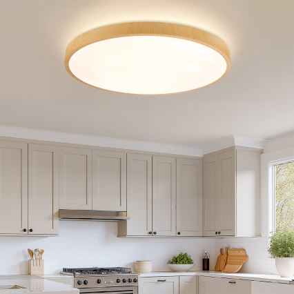 Brilagi - LED Stmívatelné stropní svítidlo GLASS POOL DOUBLE LED/80W/230V 3000-6000K 60 cm dekor dřeva + dálkové ovládání