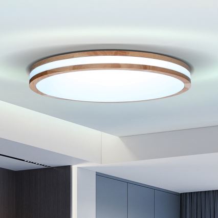 Brilagi - LED Stmívatelné stropní svítidlo MOLINA LED/60W/230V 3000-6500K dub pr. 58 cm + dálkové ovládání