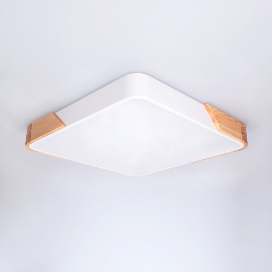 Brilagi - LED Stmívatelné stropní svítidlo PILANA LED/48W/230V 3000-6500K dub/bílá 42x42 cm + dálkové ovládání