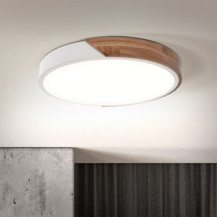 Brilagi - LED Stmívatelné stropní svítidlo PILANA LED/48W/230V dub/bílá pr. 40 cm + dálkové ovládání