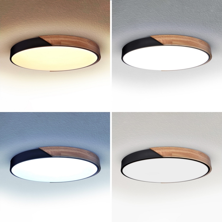 Brilagi - LED Stmívatelné stropní svítidlo PILANA LED/60W/230V 3000-6500K dub/černá pr. 60 cm  + dálkové ovládání