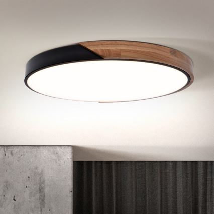 Brilagi - LED Stmívatelné stropní svítidlo PILANA LED/60W/230V 3000-6500K dub/černá pr. 60 cm  + dálkové ovládání