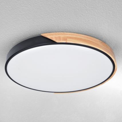 Brilagi - LED Stmívatelné stropní svítidlo PILANA LED/60W/230V 3000-6500K dub/černá pr. 60 cm  + dálkové ovládání
