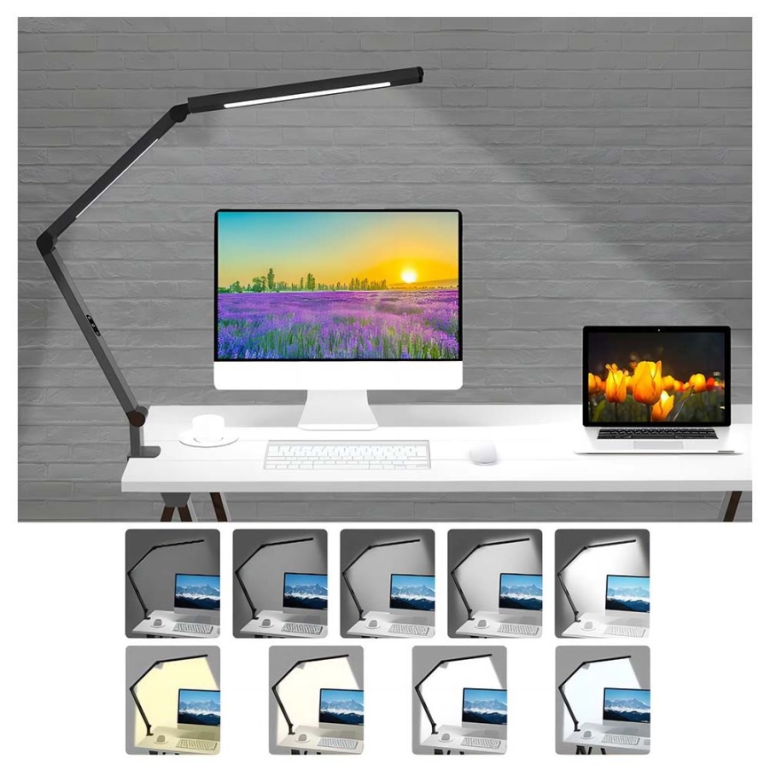 Brilagi - LED Stmívatelná dotyková flexibilní stolní lampa VARIO LED/12W/230V 3000/4000/5000/6500K CRI 92 černá
