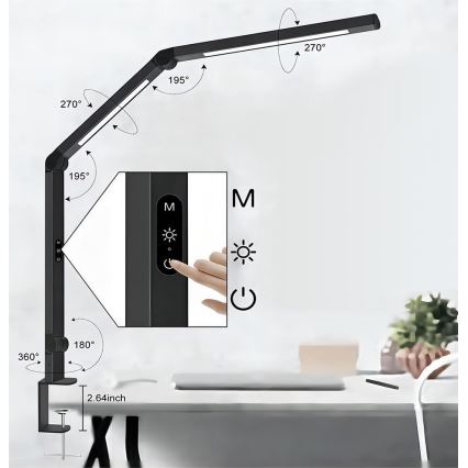 Brilagi - LED Stmívatelná dotyková flexibilní stolní lampa VARIO LED/12W/230V 3000/4000/5000/6500K CRI 92 černá