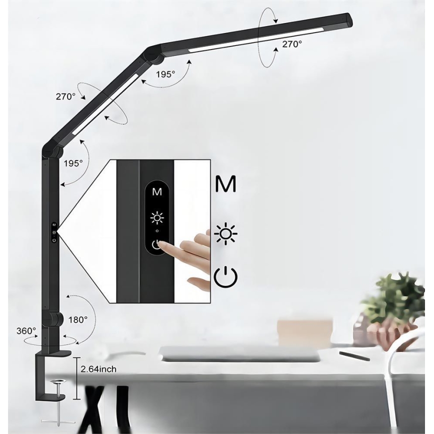 Brilagi - LED Stmívatelná dotyková flexibilní stolní lampa VARIO LED/12W/230V 3000/4000/5000/6500K CRI 92 černá