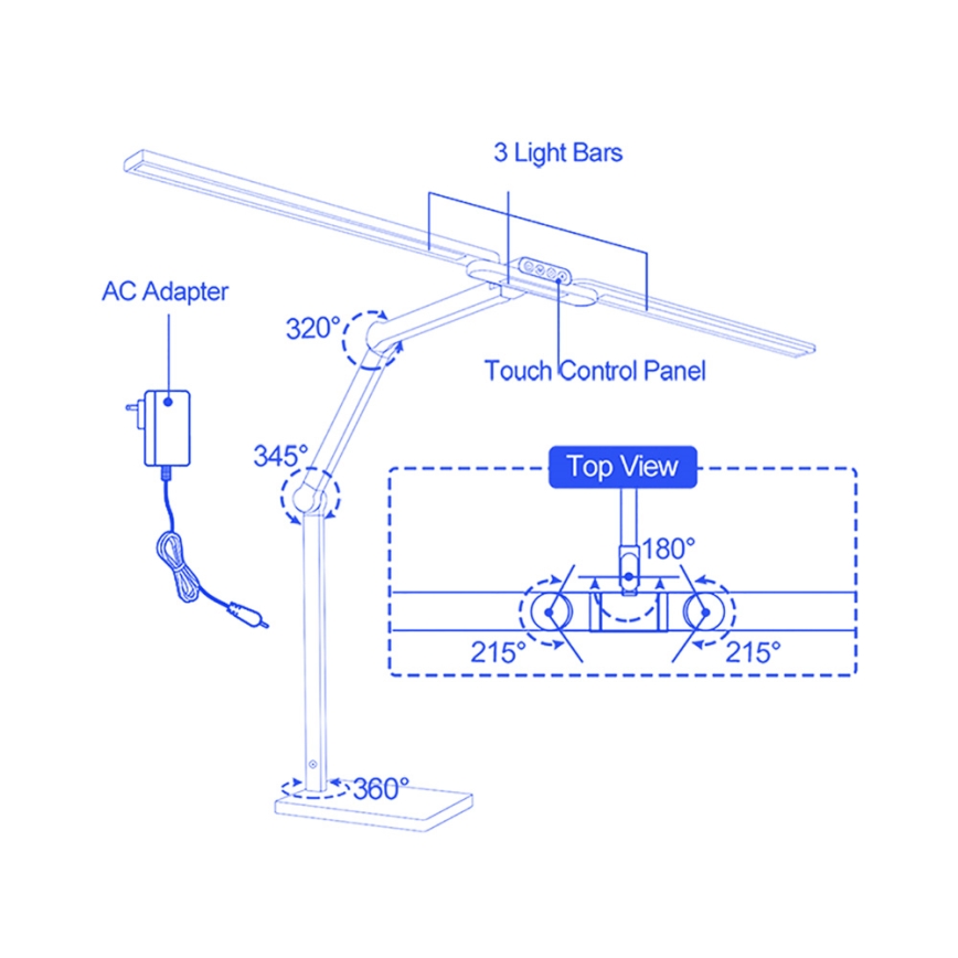 Brilagi - LED Stmívatelná dotyková stolní lampa VARIO LED/24W/230V 3000-6500K CRI 92 bílá