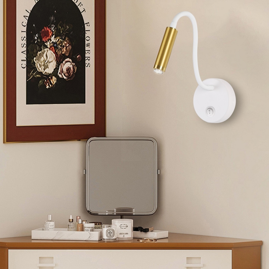 Brilagi - LED Stmívatelná flexibilní nástěnná lampa MAYA 1xG9/4W/230V bílá/zlatá 2700-6500K Wi-Fi Tuya