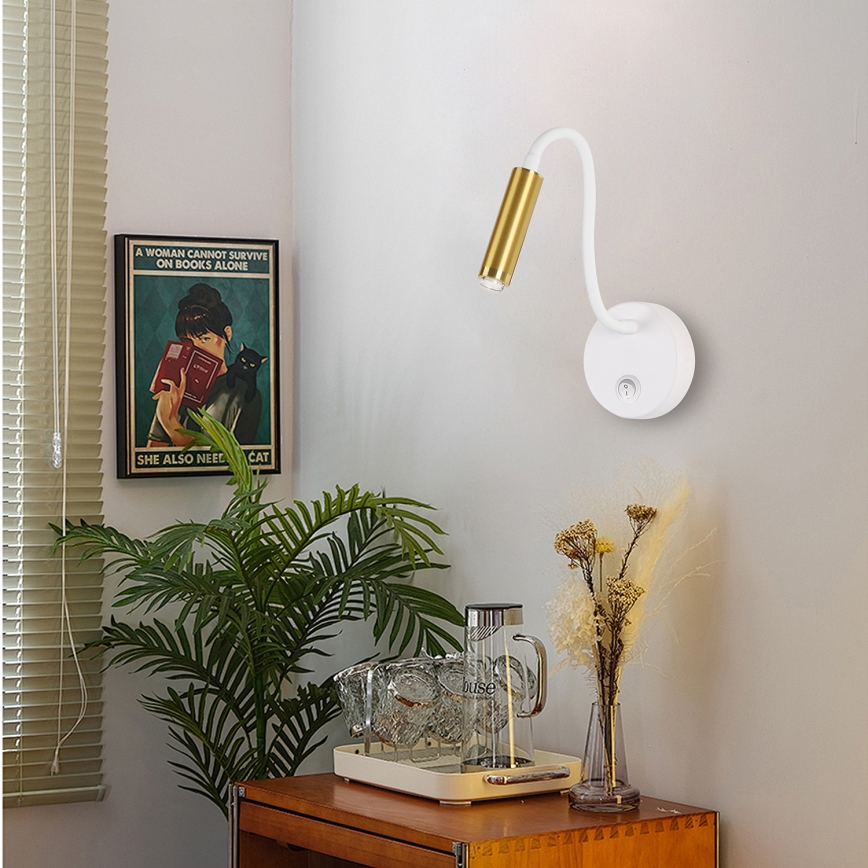Brilagi - LED Stmívatelná flexibilní nástěnná lampa MAYA 1xG9/4W/230V bílá/zlatá 2700-6500K Wi-Fi Tuya