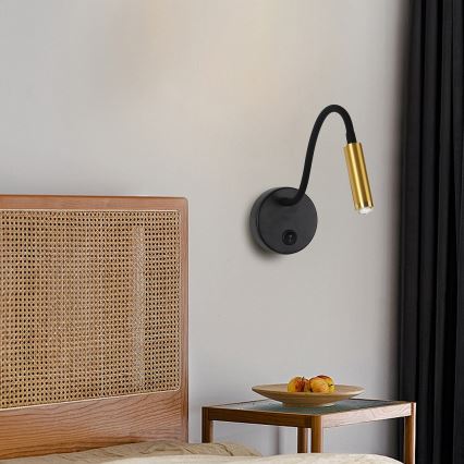 Brilagi - LED Stmívatelná flexibilní nástěnná lampa MAYA 1xG9/4W/230V černá/zlatá 2700-6500K Wi-Fi Tuya