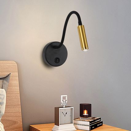 Brilagi - LED Stmívatelná flexibilní nástěnná lampa MAYA 1xG9/4W/230V černá/zlatá 2700-6500K Wi-Fi Tuya
